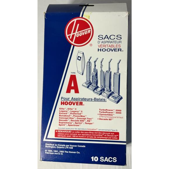NOS ~ 10~ Genuine Hoover Vacuum Cleaner Bags Type A & Innovation formerly Type B - Picture 1 of 5